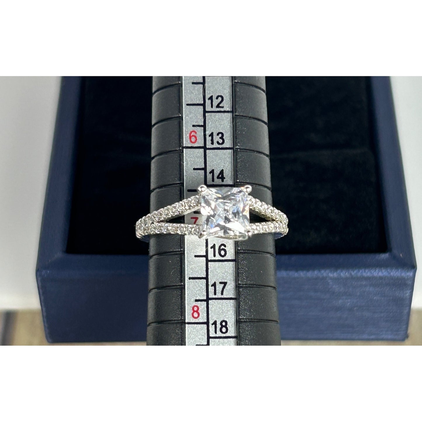 Sterling Silver Princess Cut White Sapphire Ring