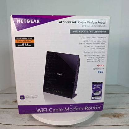 Netgear AC1600 WiFi Cable Modem Router C6250 Dual Band Gigabit - Up To 680 Mbps Speed
