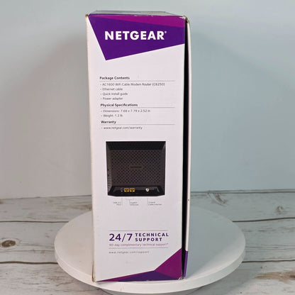 Netgear AC1600 WiFi Cable Modem Router C6250 Dual Band Gigabit - Up To 680 Mbps Speed