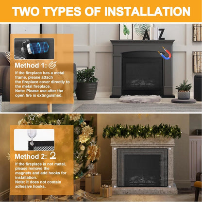 Magnetic Fireplace Screen Cover 45 X 34 Fine Mesh Shield W/ Sturdy Wrap & Strong Magnets For Safety