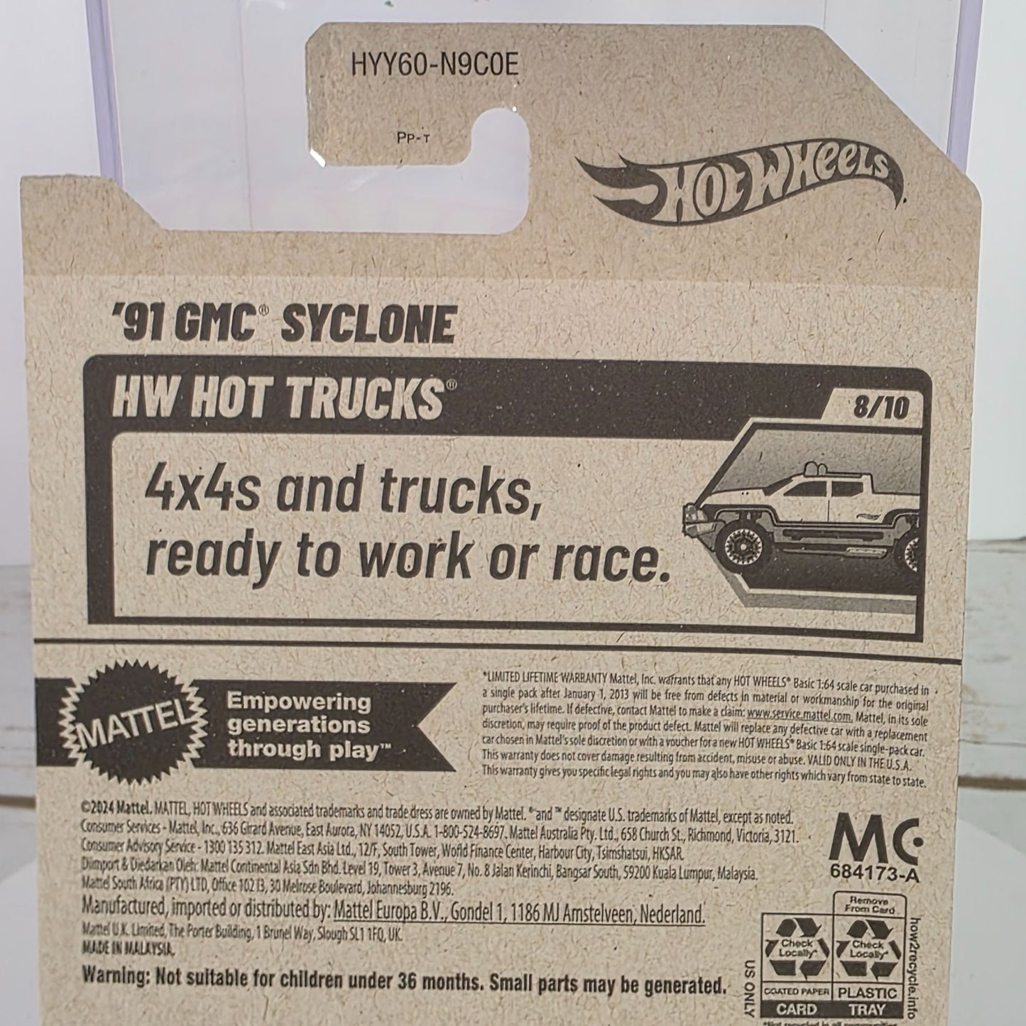 Hot Wheels 91 GMC Syclone Purple Metallic Die-Cast Toy Truck 1:64 Scale Limited Edition 119/250 Collectible