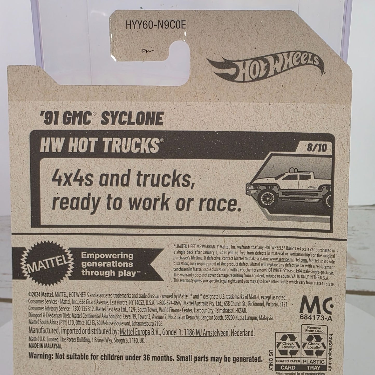 Hot Wheels 91 GMC Syclone Purple Metallic Die-Cast Toy Truck 1:64 Scale Limited Edition 119/250 Collectible
