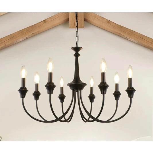 KMaiPem Black Farmhouse Chandelier With Adjustable Arms 6-Light Modern Industrial Design New In Box