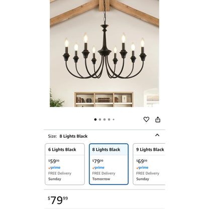 KMaiPem Black Farmhouse Chandelier With Adjustable Arms 6-Light Modern Industrial Design New In Box