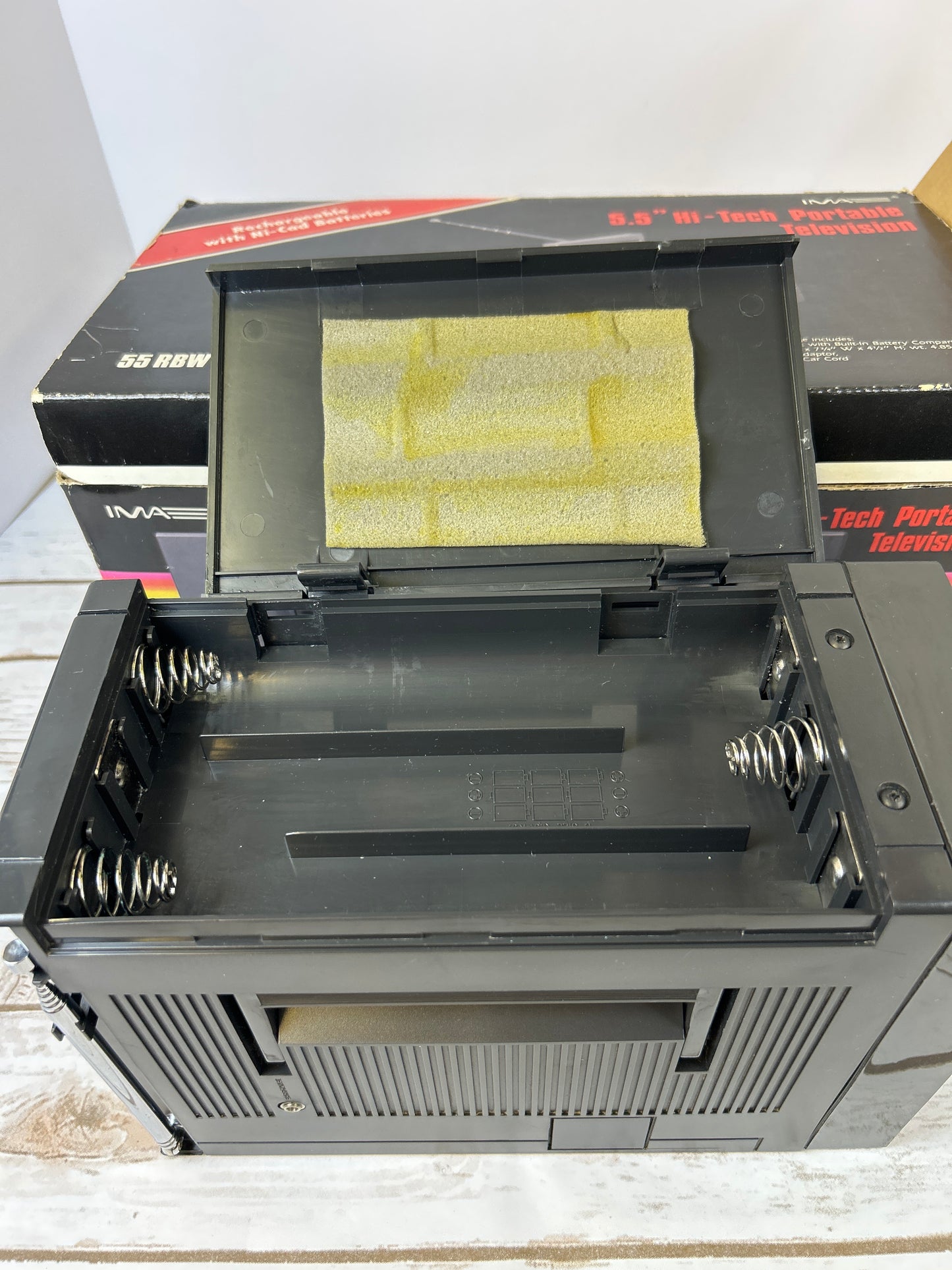 Vintage 1989 IMA 5.5” Hi-Tech Portable Television Black & White TV 55RWB