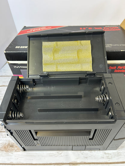 Vintage 1989 IMA 5.5” Hi-Tech Portable Television Black & White TV 55RWB