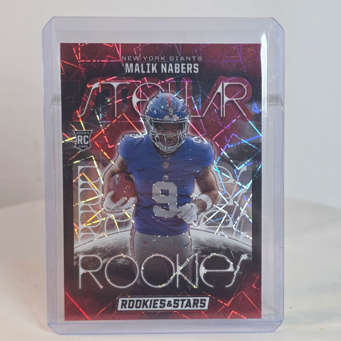 Malik Nabers Rookies & Stars 2024 Panini Stellar Rookies Football Card New York Giants RC Insert Holofoil Design