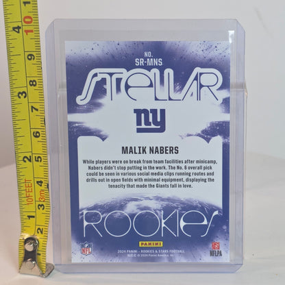 Malik Nabers Rookies & Stars 2024 Panini Stellar Rookies Football Card New York Giants RC Insert Holofoil Design