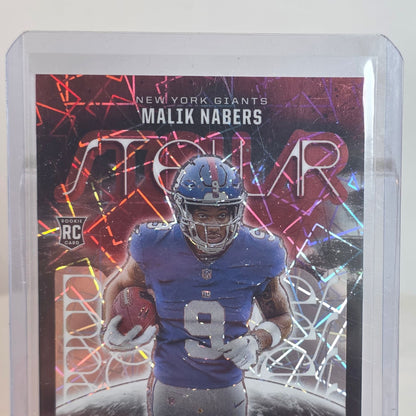 Malik Nabers Rookies & Stars 2024 Panini Stellar Rookies Football Card New York Giants RC Insert Holofoil Design