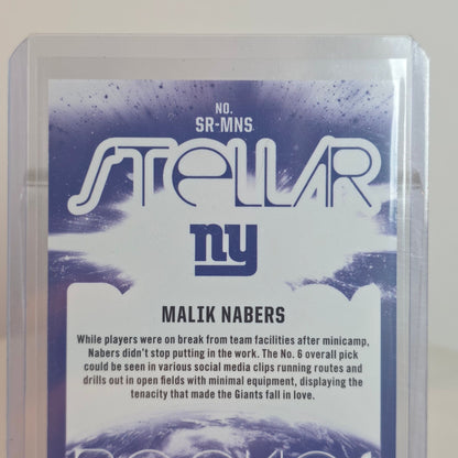 Malik Nabers Rookies & Stars 2024 Panini Stellar Rookies Football Card New York Giants RC Insert Holofoil Design