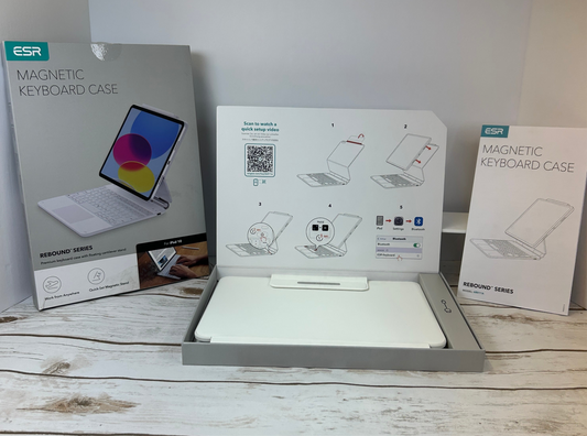 New ESR iPad Pro 11 Inch Case with Keyboard (M4, 2024), iPad Pro 11(5th Gen) Keyboard Case with Easy-Set Magnetic Stand, Portrait/Landscape Modes, Removable Protective Case, Rebound 360 Series, White