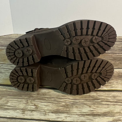 New GLOBALWIN Women’s Brown Faux Leather Mid Calf Biker Boots Size 9 Style 19YY19-3