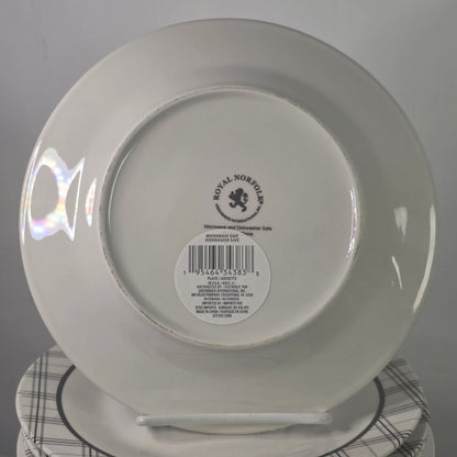 Set 4 Royal Norfolk Gather Together 8" Plates Farmhouse Plaid Stoneware New
