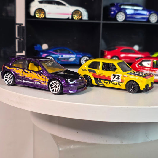 JDM Dream Lot! 12 Hot Wheels 1:64 Scale Die-Cast Cars SUBARU HONDA + Display Case!