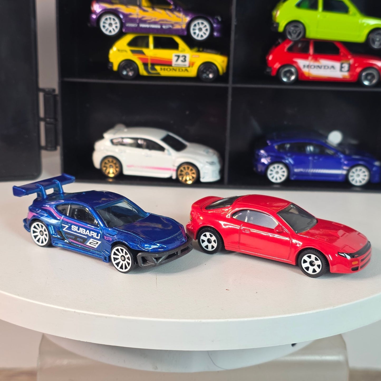 JDM Dream Lot! 12 Hot Wheels 1:64 Scale Die-Cast Cars SUBARU HONDA + Display Case!