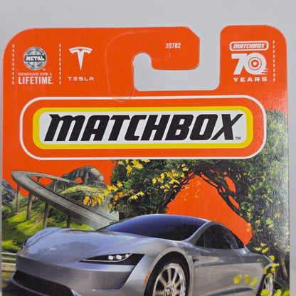 Matchbox Tesla Roadster Die-Cast Car 91/100 Limited Edition Silver 70th Anniversary Collectible New In Package