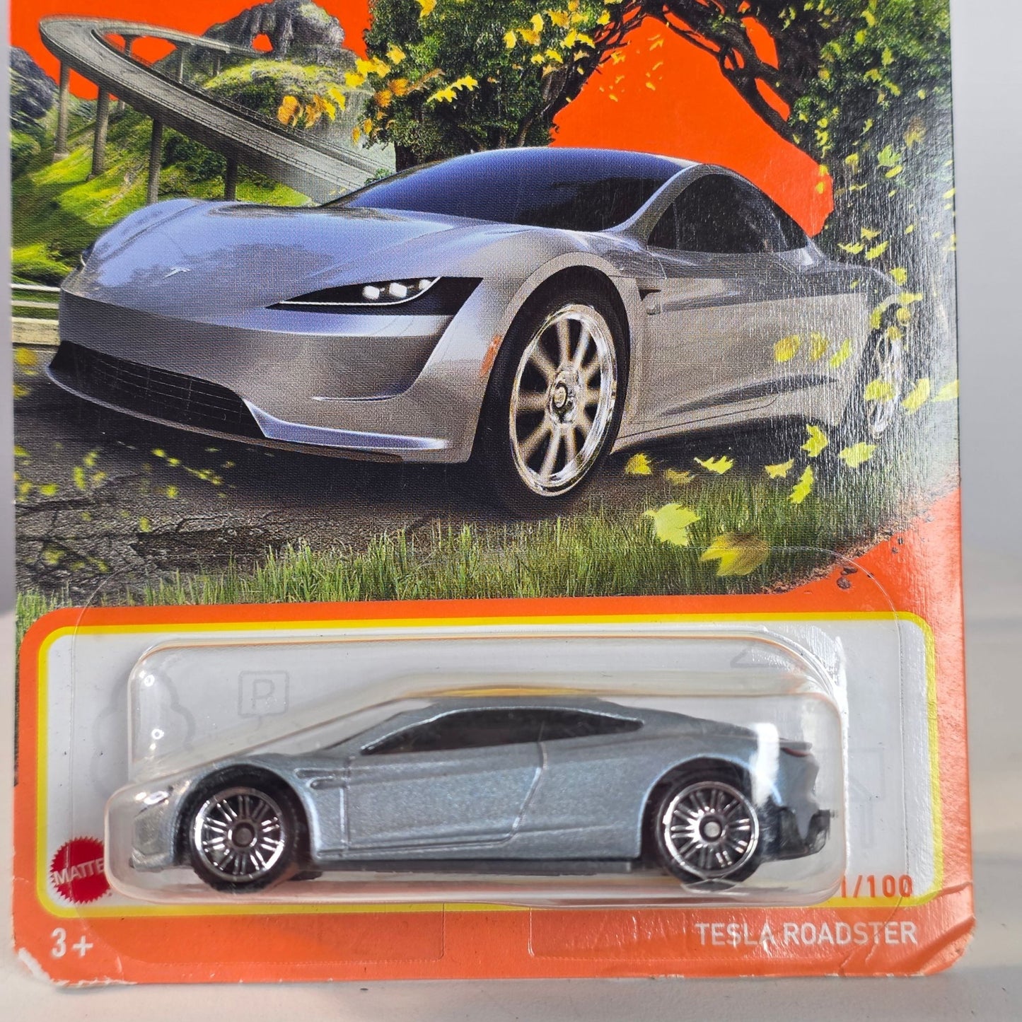 Matchbox Tesla Roadster Die-Cast Car 91/100 Limited Edition Silver 70th Anniversary Collectible New In Package