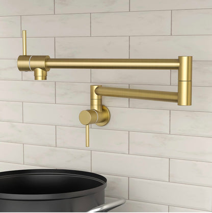 NIB KES Gold Pot Filler with Heat-Resistant Cartridge, 26" Brushed Gold Pot Filler Faucet Over Stove