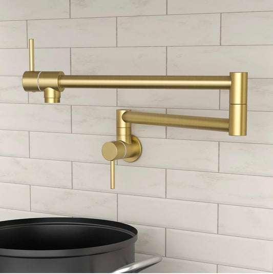 NIB KES Gold Pot Filler with Heat-Resistant Cartridge, 26" Brushed Gold Pot Filler Faucet Over Stove
