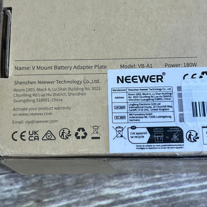 NIB New NEEWER VB-A1 V Mount Battery Adapter Plate 15mm Dual Rod Clamps SKU: 66603062