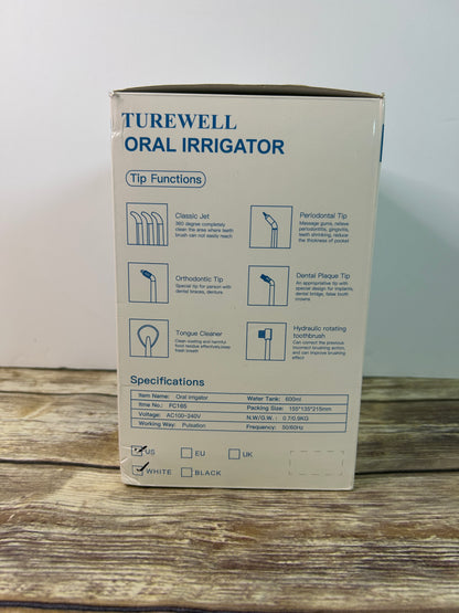 TUREWELL Water Flossing Oral Irrigator, 600ML Dental Cleaner 10 Adjustable Pressure