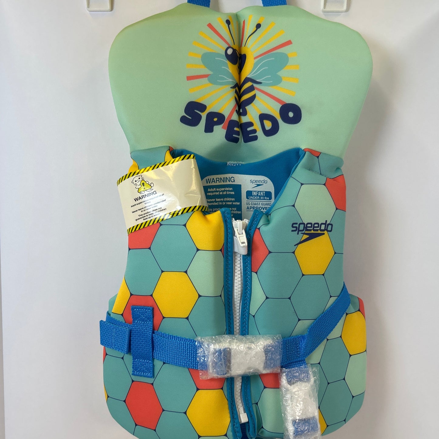 NWT New Speedo Infant Under 30lbs PFD Life Jacket Vest - Bee Cool