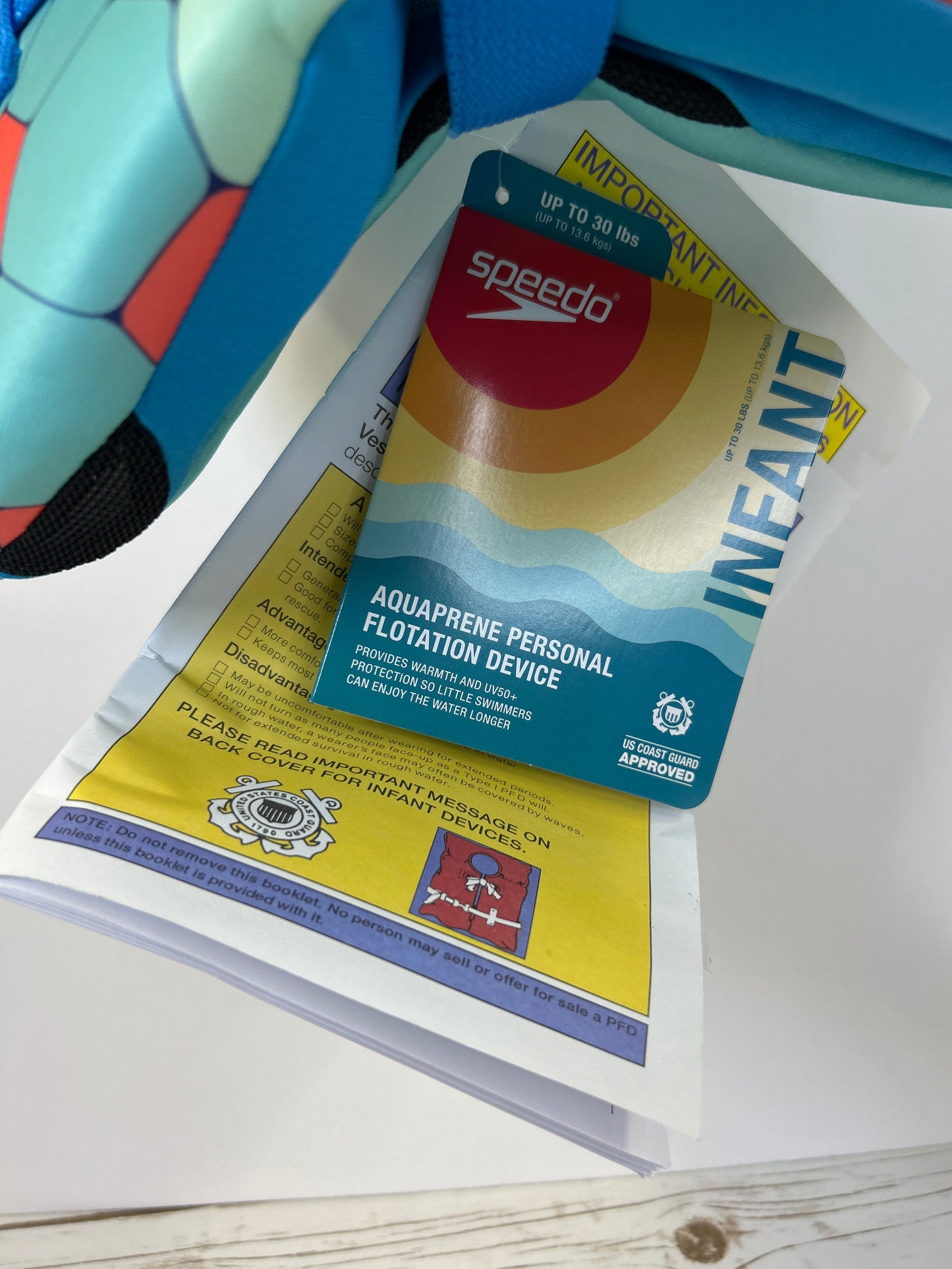 NWT New Speedo Infant Under 30lbs PFD Life Jacket Vest - Bee Cool