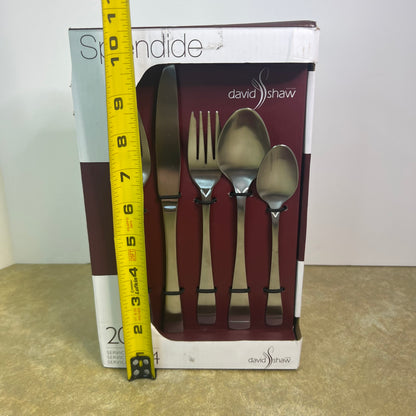 New NIB David Shaw Splendide 20 Piece Stainless Steel Flatware Set Style# 9850504