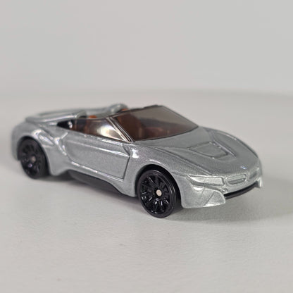 Hot Wheels 2015 BMW i8 Roadster Convertible Silver Die-Cast Car