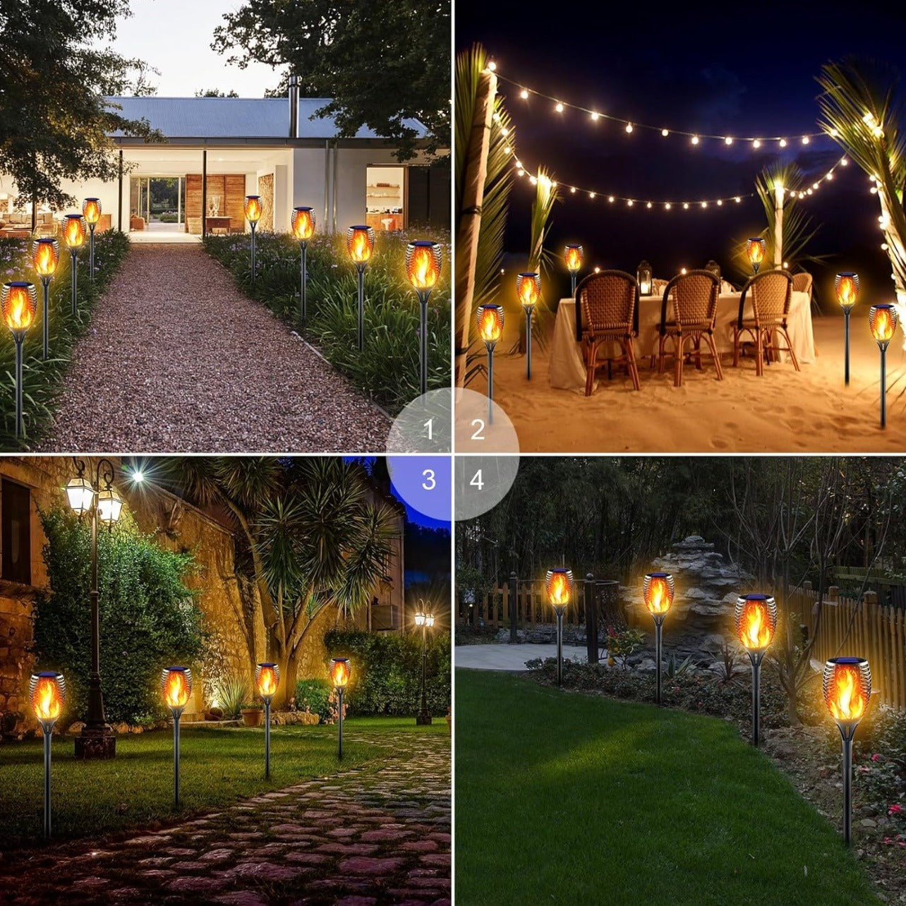 Solar-Powered Flickering Flame Torch Light For Outdoors