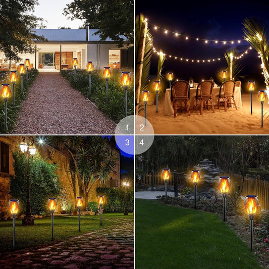 Solar-Powered Flickering Flame Torch Light For Outdoors