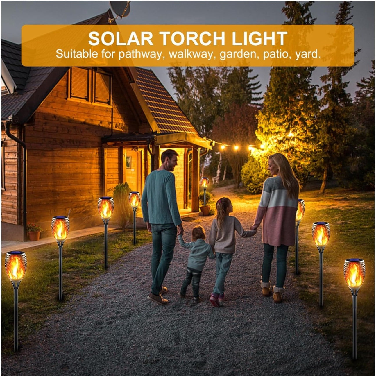 Solar-Powered Flickering Flame Torch Light For Outdoors