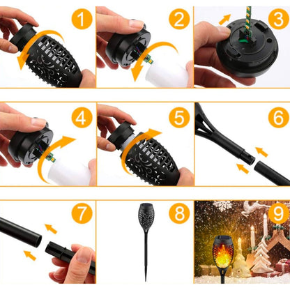 Solar-Powered Flickering Flame Torch Light For Outdoors