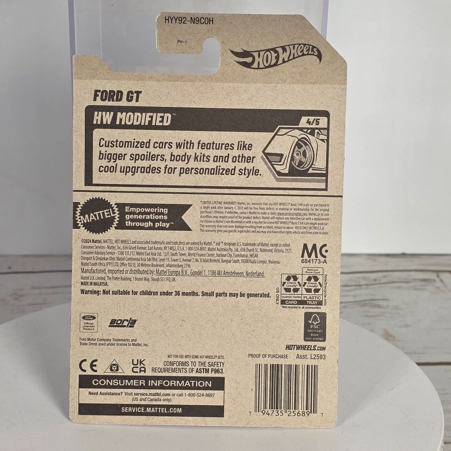 Hot Wheels Ford GT Die-Cast Car Model 1:64 Scale Borla Livery Limited Edition