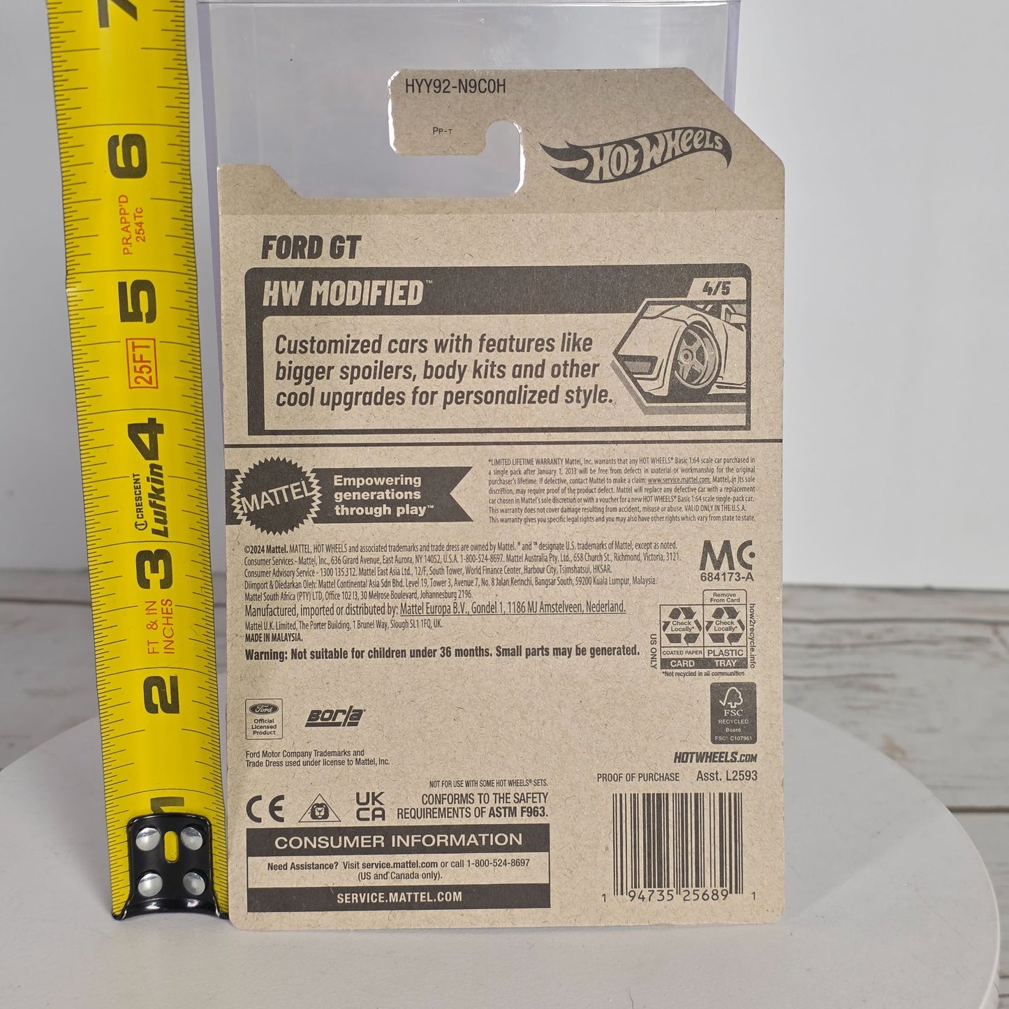 Hot Wheels Ford GT Die-Cast Car Model 1:64 Scale Borla Livery Limited Edition