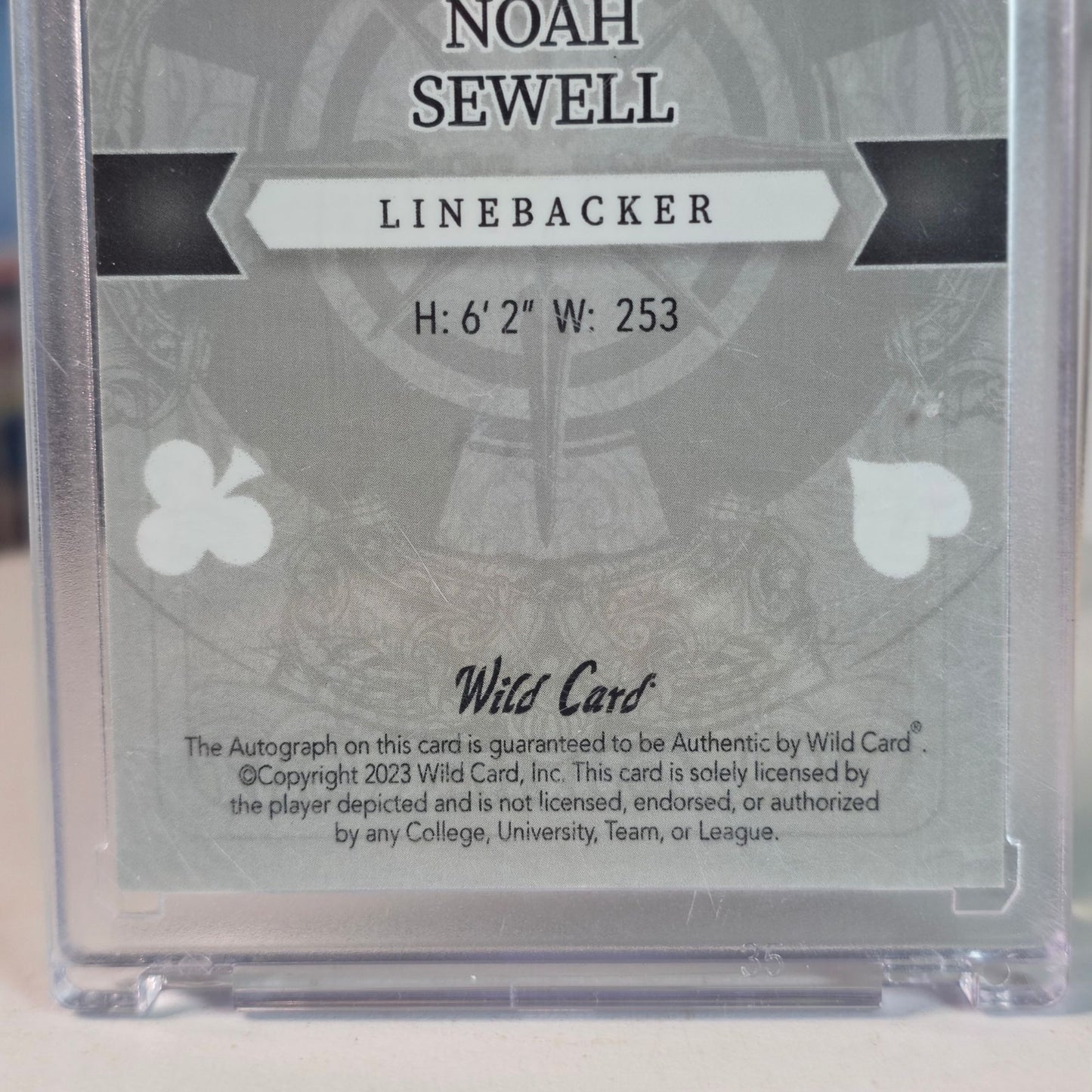 2023 Wild Card Noah Sewell 1/1 Rainbow Gold On-Card Auto Rookie RC