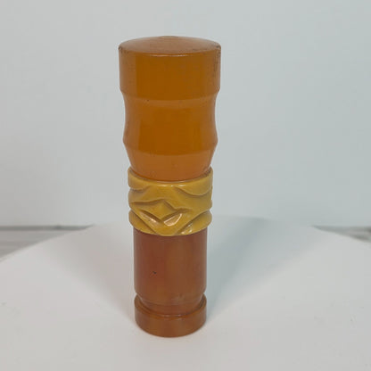 Vintage Amber & Yellow Bakelite Cane Or Umbrella Handle With Carved Detailing