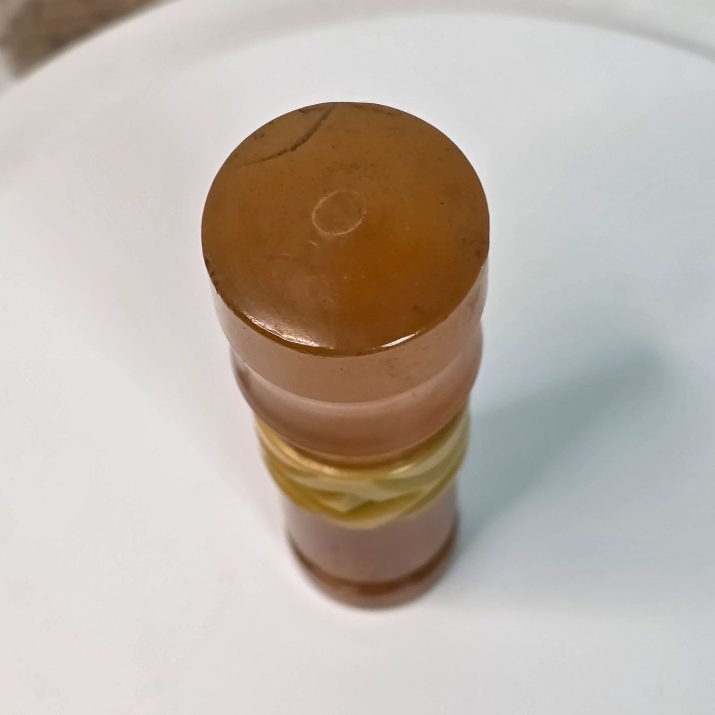 Vintage Amber & Yellow Bakelite Cane Or Umbrella Handle With Carved Detailing