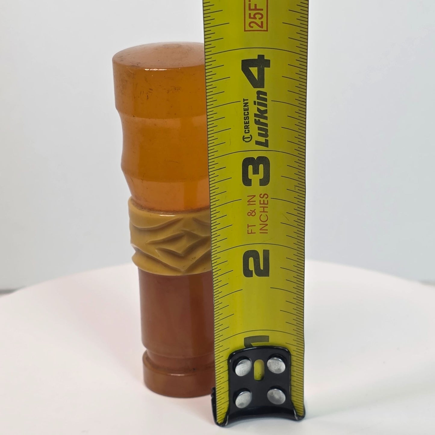 Vintage Amber & Yellow Bakelite Cane Or Umbrella Handle With Carved Detailing