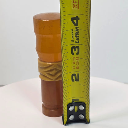 Vintage Amber & Yellow Bakelite Cane Or Umbrella Handle With Carved Detailing