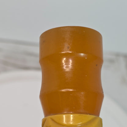 Vintage Amber & Yellow Bakelite Cane Or Umbrella Handle With Carved Detailing