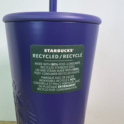 New Starbucks Purple Recycled Stainless-Steel Cold Cup – 24 fl oz #011161907