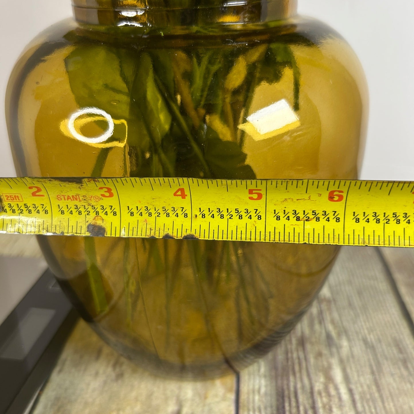 Artificial Yellow & White Floral Arrangement In Amber Glass Vase