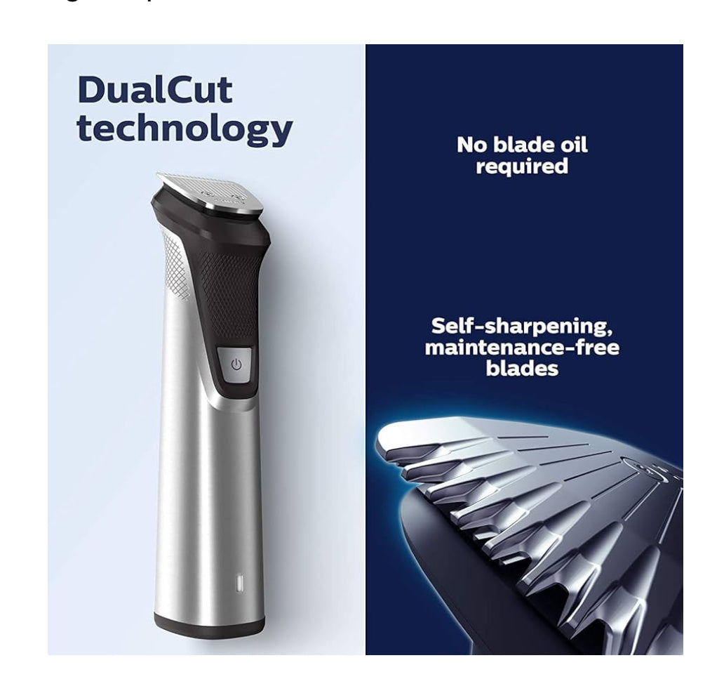 NIB New Philips Norelco Multigroomer All-in-One Trimmer Series 7000, 23 Piece Mens Grooming Kit, Trimmer for Beard, Head, Body, and Face, NO Blade Oil Needed, MG7750/49