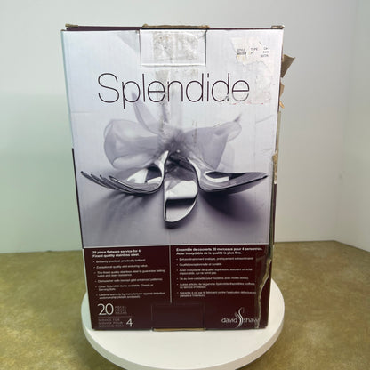 New NIB David Shaw Splendide 20 Piece Stainless Steel Flatware Set Style# 9850504