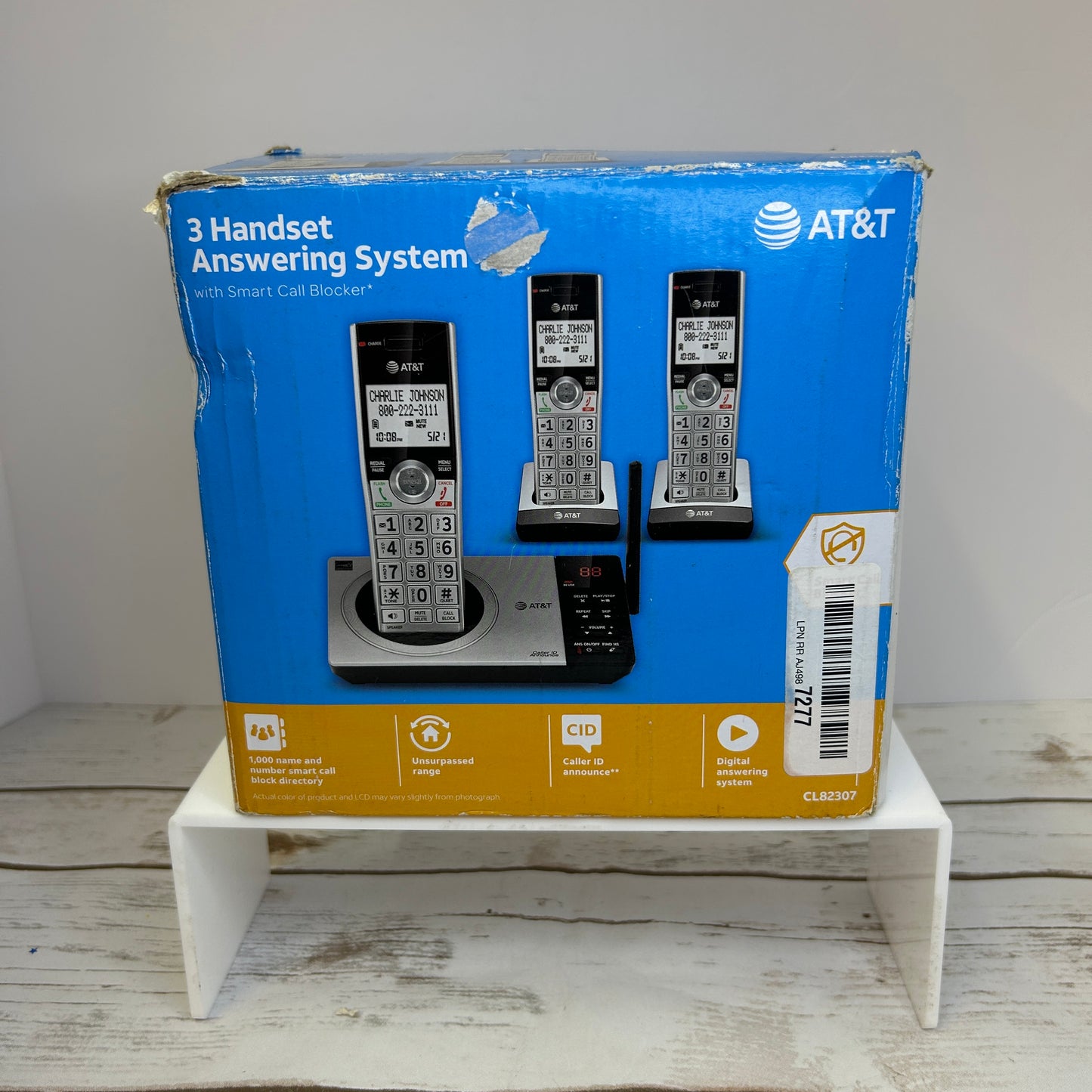 AT&T 3 Handset Answering System Caller ID Cordless Phone CL82307