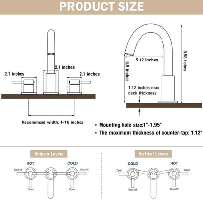 8 In. Widespread 2-Handle Low Arc Bathroom Faucet With Pop Drain In Matte Black