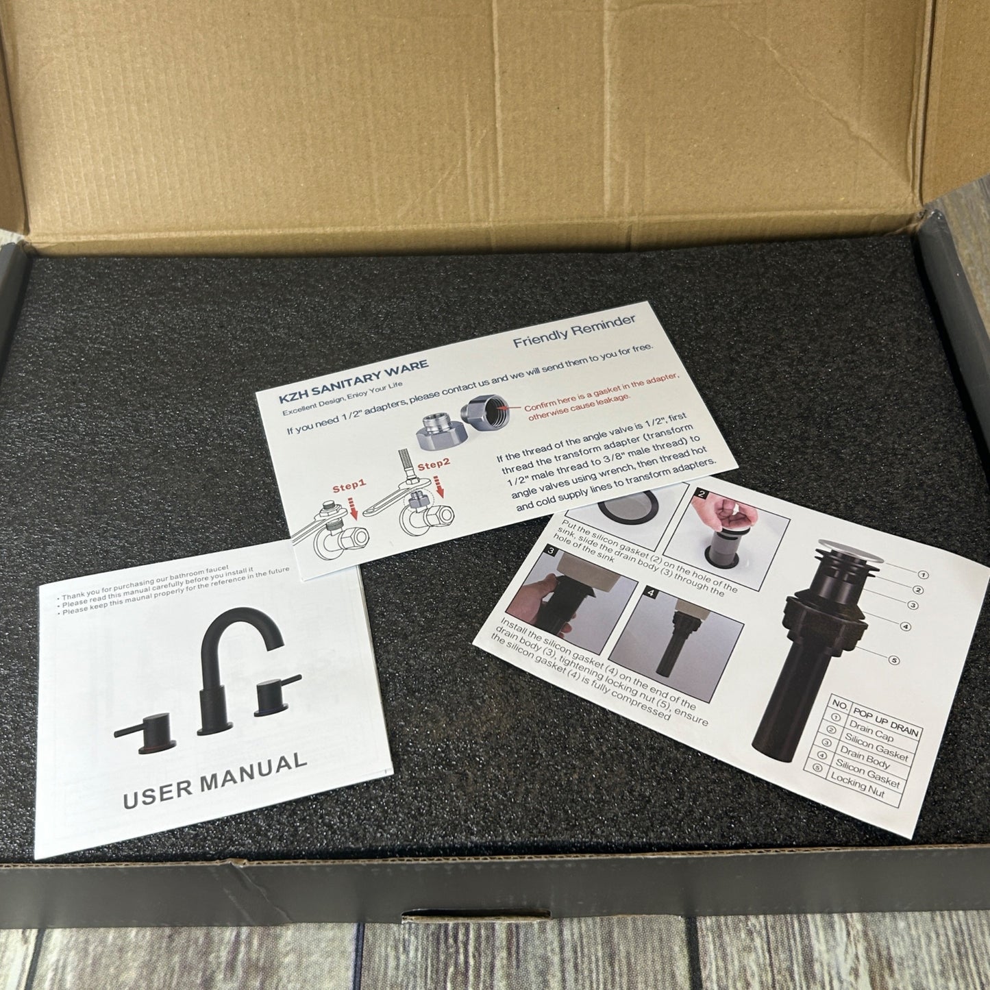 8 In. Widespread 2-Handle Low Arc Bathroom Faucet With Pop Drain In Matte Black