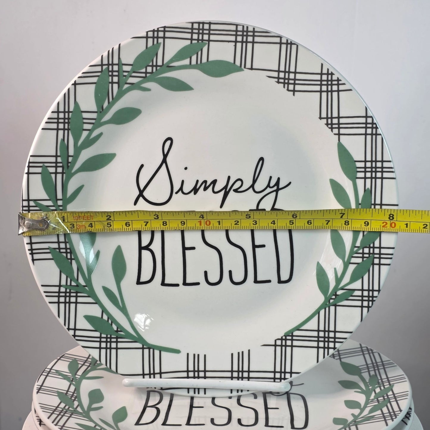 Royal Norfolk Simply Blessed Set of 3 Plates 8 Inch Plaid Laurel New