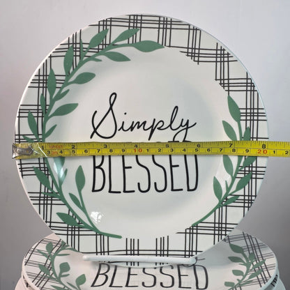 Royal Norfolk Simply Blessed Set of 3 Plates 8 Inch Plaid Laurel New